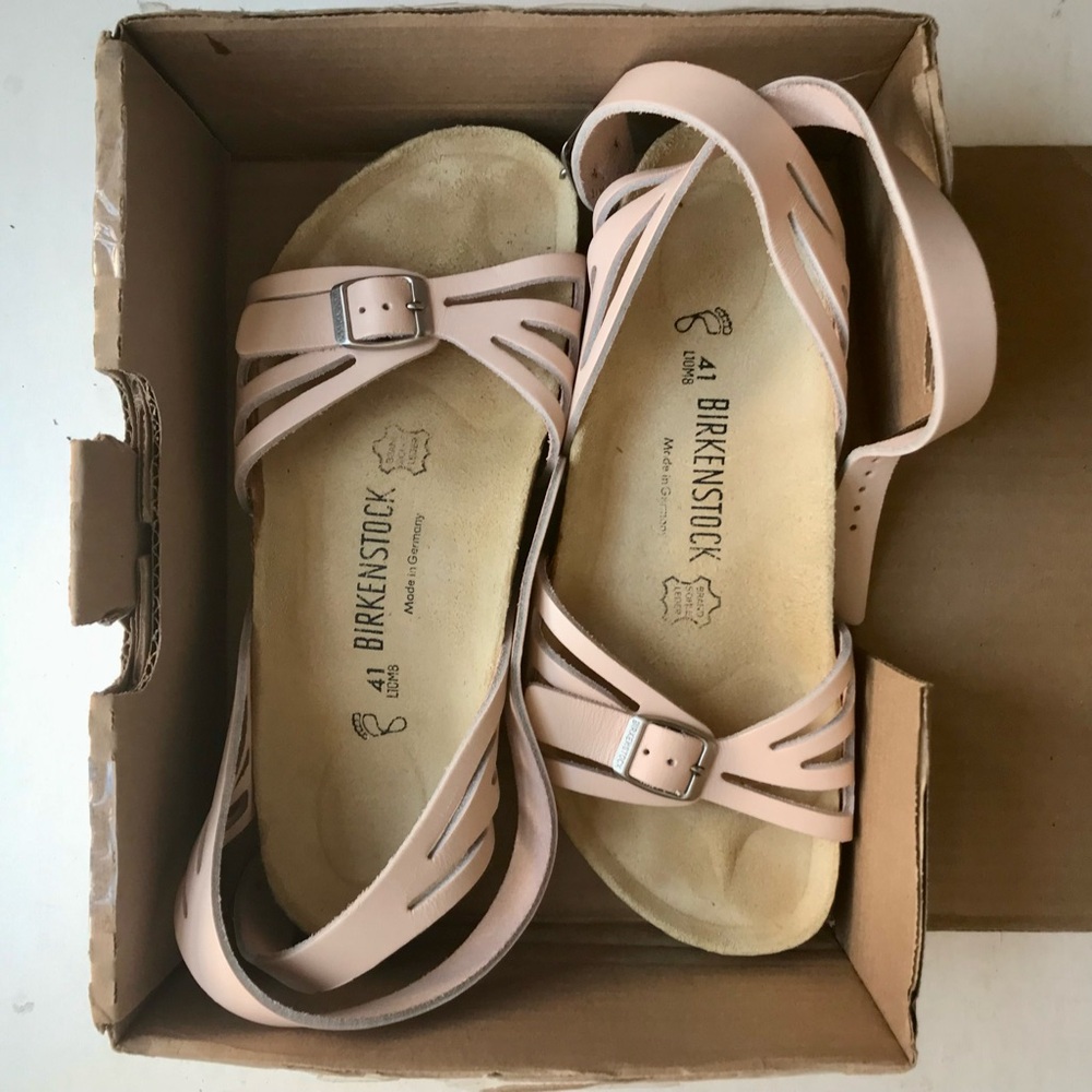 Birkenstock Sandals EU 41 S-10 Palma Pink Leather Strappy Like New - Picture 2 of 6